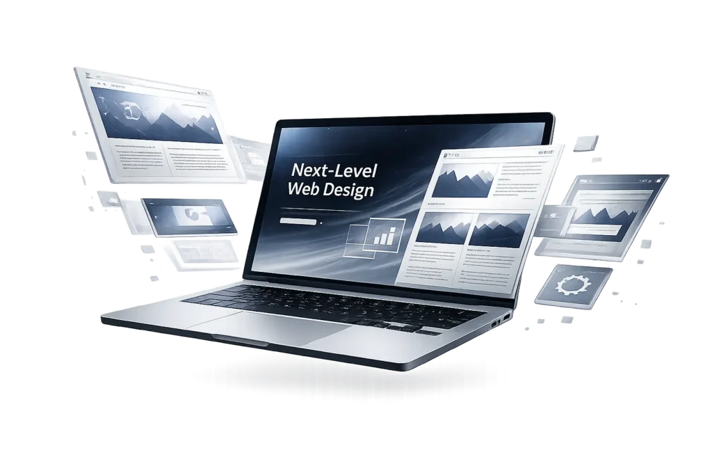 Laptop met moderne next level webdesigner interface en grafieken