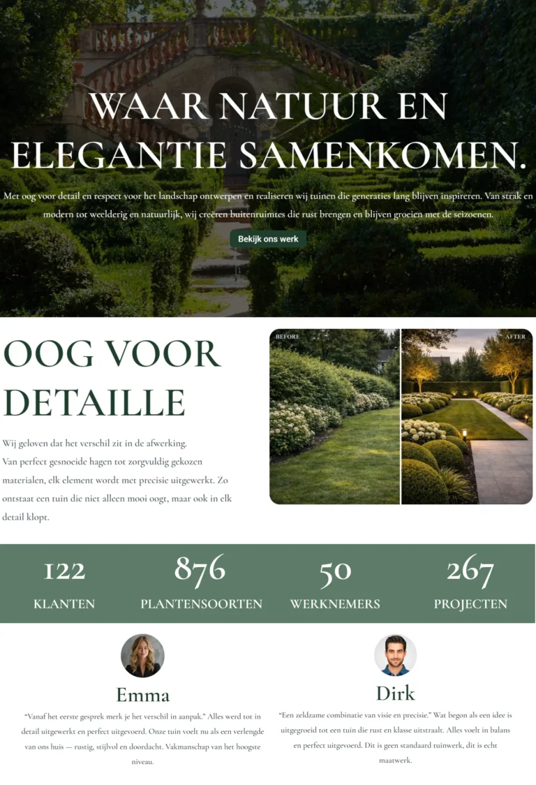 Portfolio project webdesigner Keerbergen — tuinontwerp website